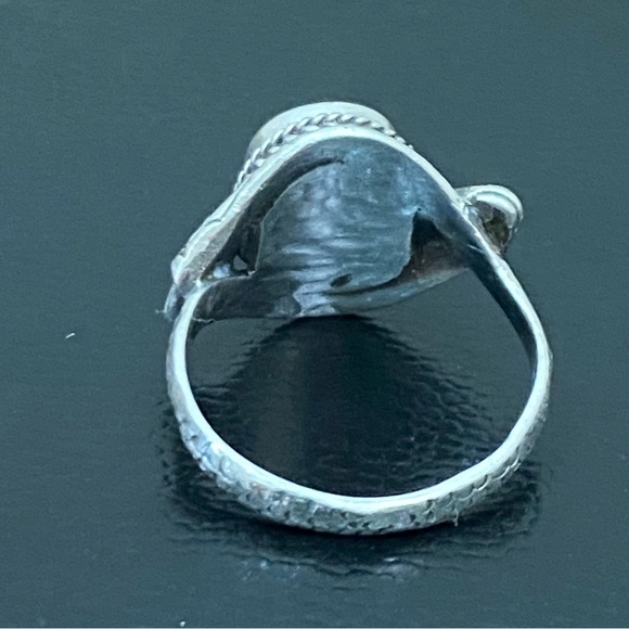 Vintage 925 Sterling Silver Turquoise Double Head Snake Southwestern Ring Size 9 - Picture 5 of 16